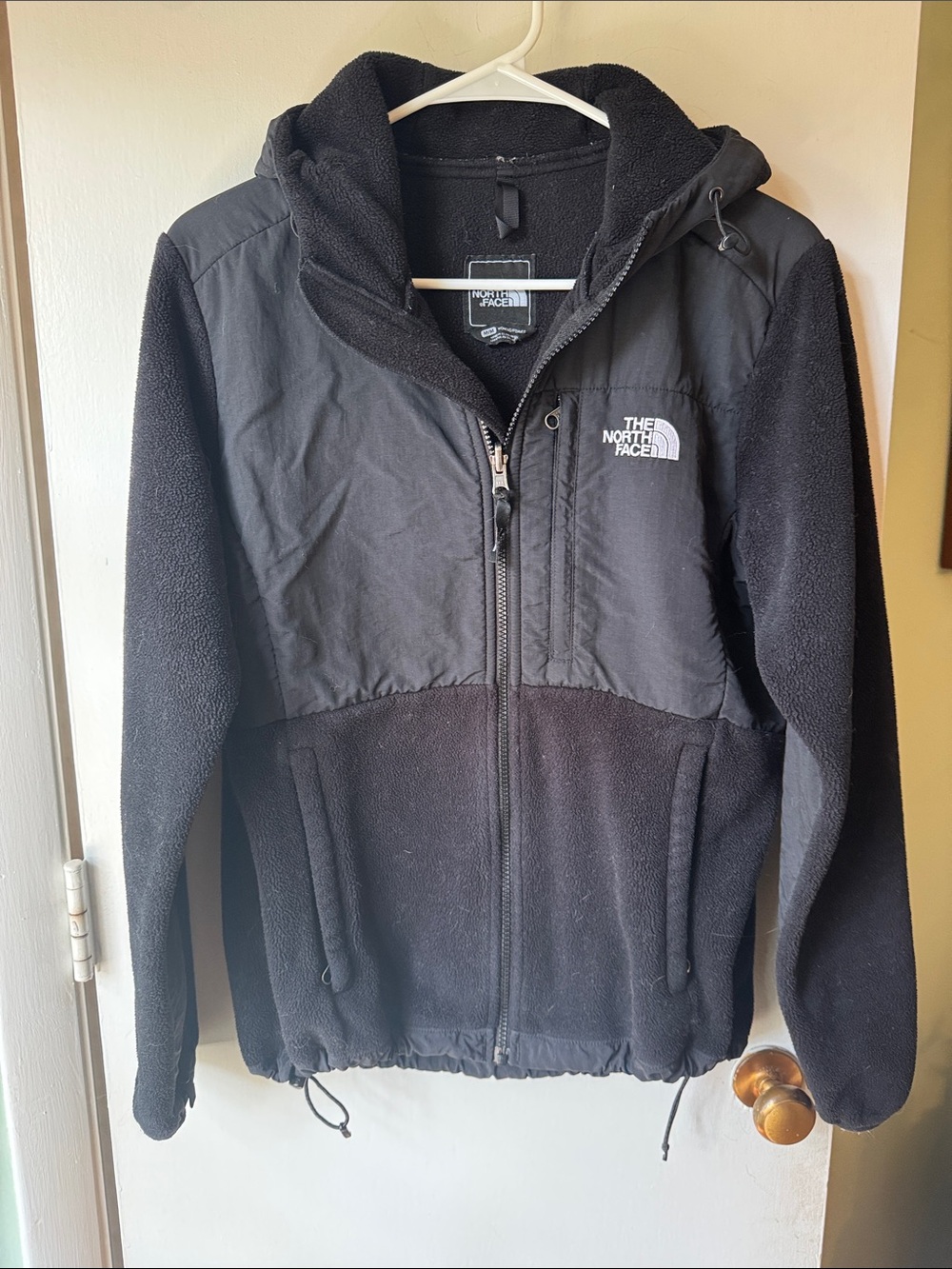 The North Face Black Hooded Fleece Jacket with Wind-Resistant Panels
